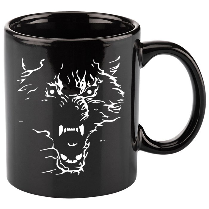 Flaming Wolf 11oz C Handle Ceramic Mug