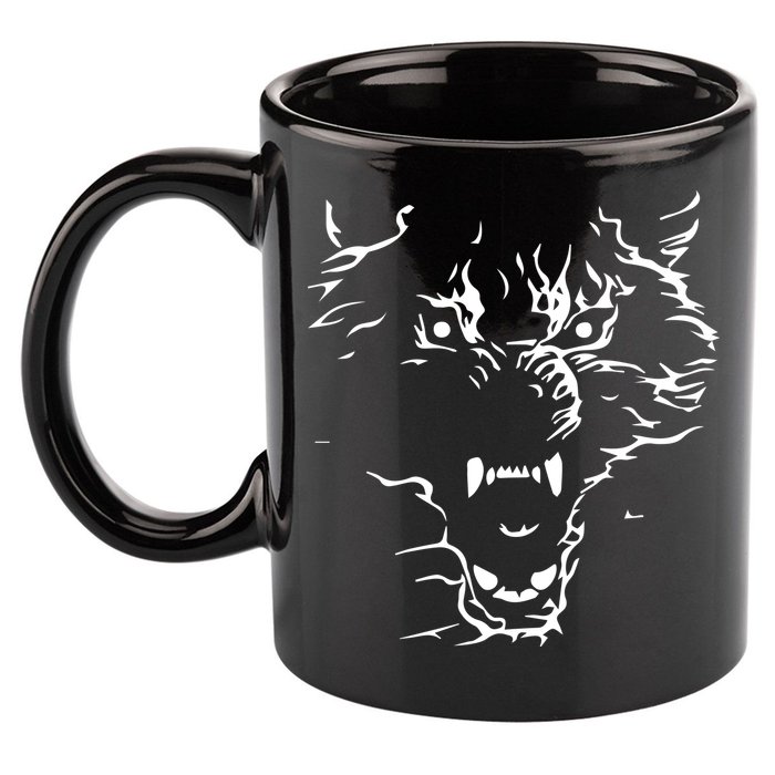 Flaming Wolf 11oz C Handle Ceramic Mug