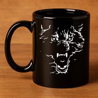 Flaming Wolf 11oz C Handle Ceramic Mug