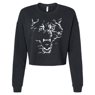 Flaming Wolf Cropped Pullover Crew
