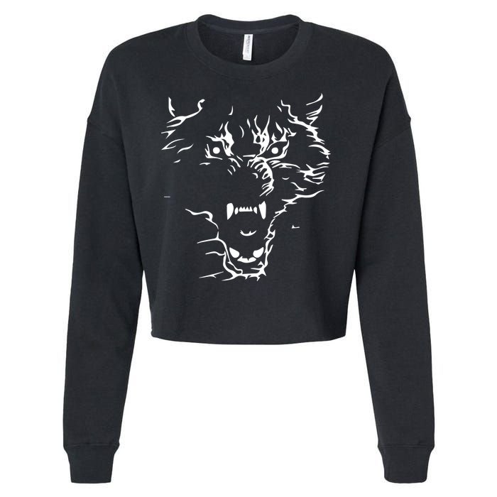 Flaming Wolf Cropped Pullover Crew