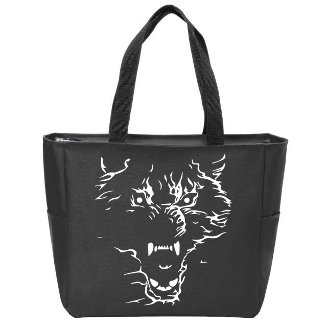 Flaming Wolf Zip Tote Bag