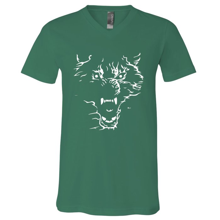 Flaming Wolf V-Neck T-Shirt