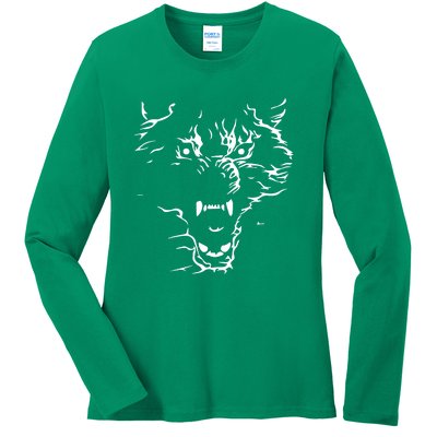 Flaming Wolf Ladies Long Sleeve Shirt