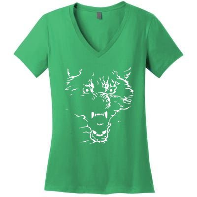 Flaming Wolf Women's V-Neck T-Shirt