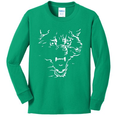 Flaming Wolf Kids Long Sleeve Shirt