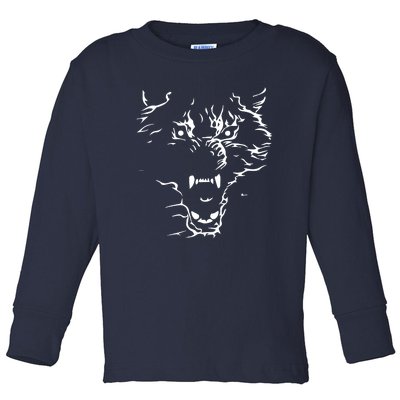 Flaming Wolf Toddler Long Sleeve Shirt