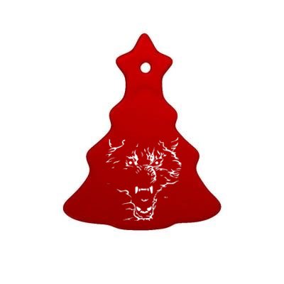 Flaming Wolf Ceramic Tree Ornament