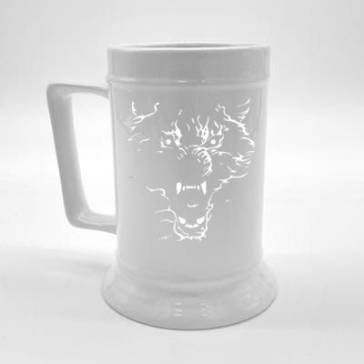 Flaming Wolf Beer Stein