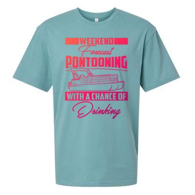 Funny Weekend Forecast Pontooning Cute Pontoon Boat Gift Sueded Cloud Jersey T-Shirt