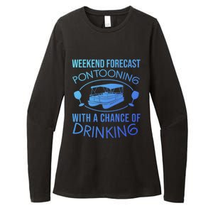 Funny Weekend Forecast Pontooning Cute Pontoon Boat Gift Funny Gift Womens CVC Long Sleeve Shirt