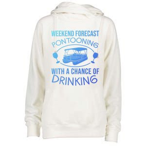 Funny Weekend Forecast Pontooning Cute Pontoon Boat Gift Funny Gift Womens Funnel Neck Pullover Hood