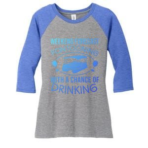 Funny Weekend Forecast Pontooning Cute Pontoon Boat Gift Funny Gift Women's Tri-Blend 3/4-Sleeve Raglan Shirt