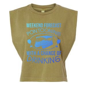 Funny Weekend Forecast Pontooning Cute Pontoon Boat Gift Funny Gift Garment-Dyed Women's Muscle Tee