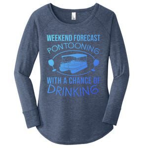 Funny Weekend Forecast Pontooning Cute Pontoon Boat Gift Funny Gift Women's Perfect Tri Tunic Long Sleeve Shirt