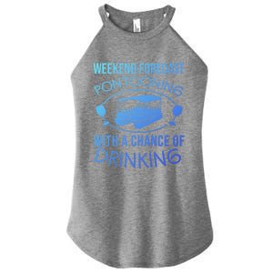 Funny Weekend Forecast Pontooning Cute Pontoon Boat Gift Funny Gift Women's Perfect Tri Rocker Tank