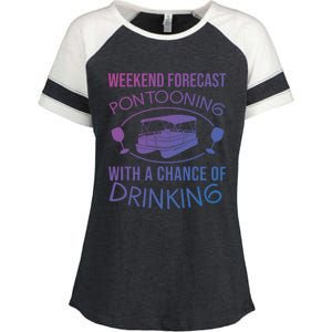 Funny Weekend Forecast Pontooning Cute Pontoon Boat Gift Funny Gift Enza Ladies Jersey Colorblock Tee