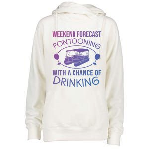 Funny Weekend Forecast Pontooning Cute Pontoon Boat Gift Funny Gift Womens Funnel Neck Pullover Hood