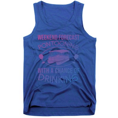 Funny Weekend Forecast Pontooning Cute Pontoon Boat Gift Funny Gift Tank Top