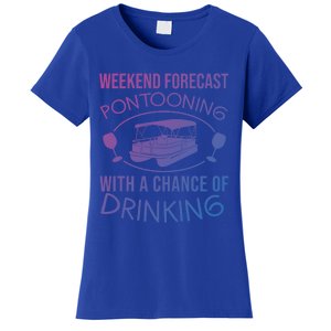 Funny Weekend Forecast Pontooning Cute Pontoon Boat Gift Funny Gift Women's T-Shirt