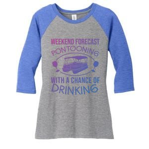 Funny Weekend Forecast Pontooning Cute Pontoon Boat Gift Funny Gift Women's Tri-Blend 3/4-Sleeve Raglan Shirt