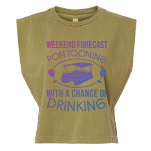 Funny Weekend Forecast Pontooning Cute Pontoon Boat Gift Funny Gift Garment-Dyed Women's Muscle Tee