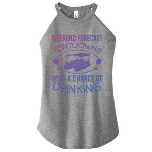 Funny Weekend Forecast Pontooning Cute Pontoon Boat Gift Funny Gift Women's Perfect Tri Rocker Tank