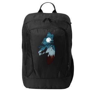 Forest With FullMoon And Cliff Of Silhouette Howling Wolf City Backpack