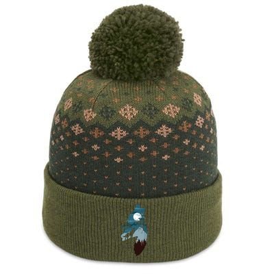 Forest With FullMoon And Cliff Of Silhouette Howling Wolf The Baniff Cuffed Pom Beanie