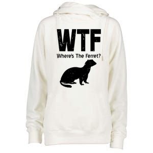 Ferret Wtf Funny Where’s The Ferret Womens Funnel Neck Pullover Hood