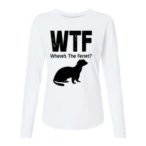 Ferret Wtf Funny Where’s The Ferret Womens Cotton Relaxed Long Sleeve T-Shirt