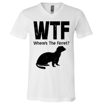Ferret Wtf Funny Where’s The Ferret V-Neck T-Shirt