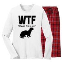 Ferret Wtf Funny Where’s The Ferret Women's Long Sleeve Flannel Pajama Set 