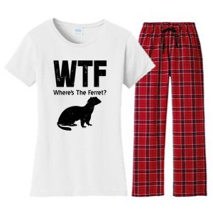 Ferret Wtf Funny Where’s The Ferret Women's Flannel Pajama Set