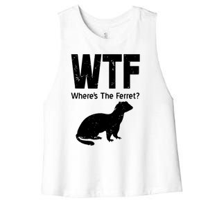 Ferret Wtf Funny Where’s The Ferret Women's Racerback Cropped Tank