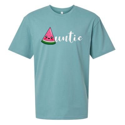 Funny Watermelon Fruit Lover Auntie Aunt Family Summer Sueded Cloud Jersey T-Shirt