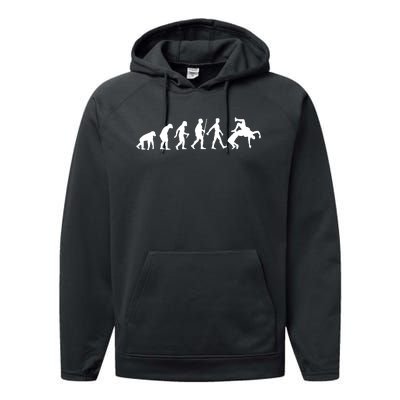 Funny Wrestling For Judo Wrestler Human Evolution Performance Fleece Hoodie