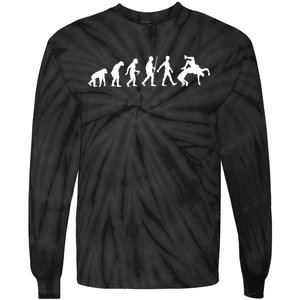 Funny Wrestling For Judo Wrestler Human Evolution Tie-Dye Long Sleeve Shirt