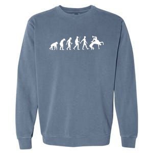 Funny Wrestling For Judo Wrestler Human Evolution Garment-Dyed Sweatshirt