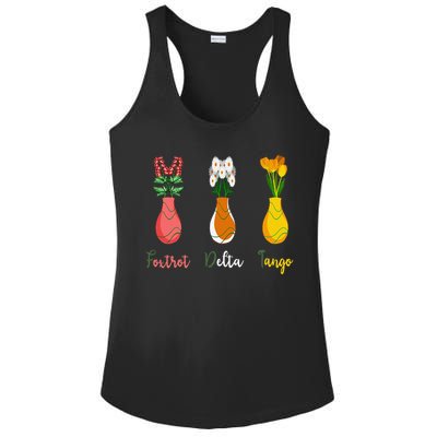Floral Wildflowers Foxtrots Deltas Tangos Funny Florist Ladies PosiCharge Competitor Racerback Tank