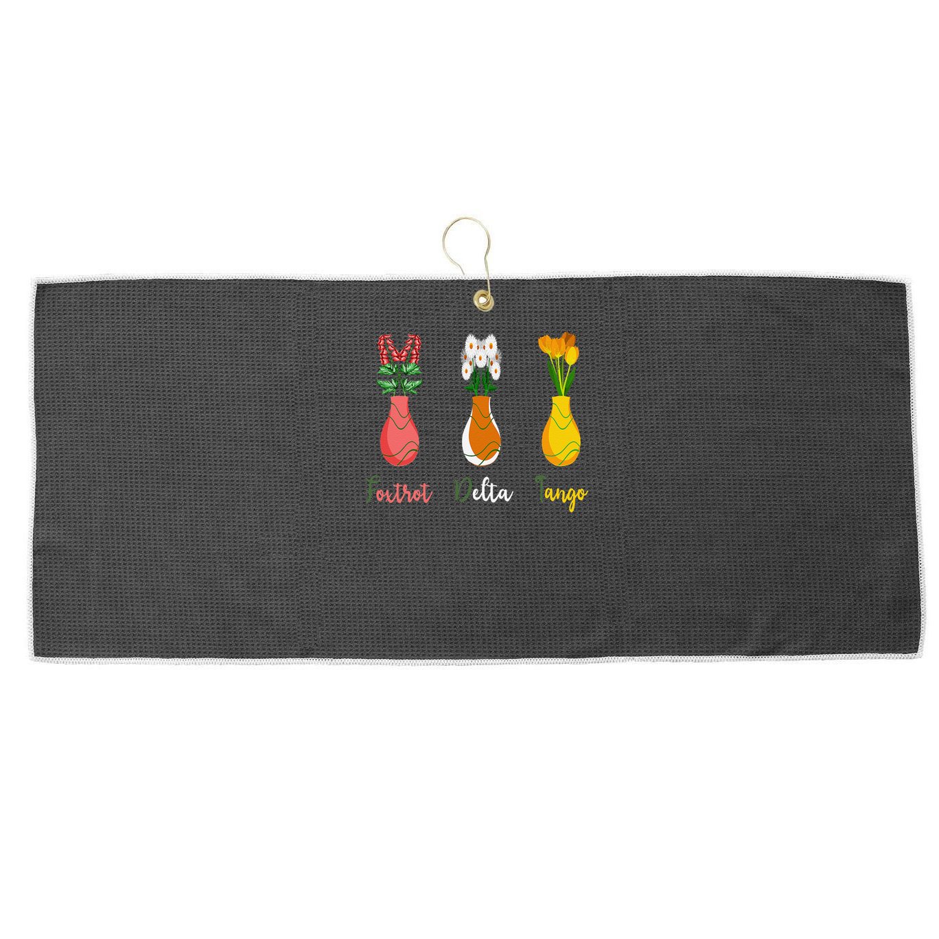 Floral Wildflowers Foxtrots Deltas Tangos Funny Florist Large Microfiber Waffle Golf Towel