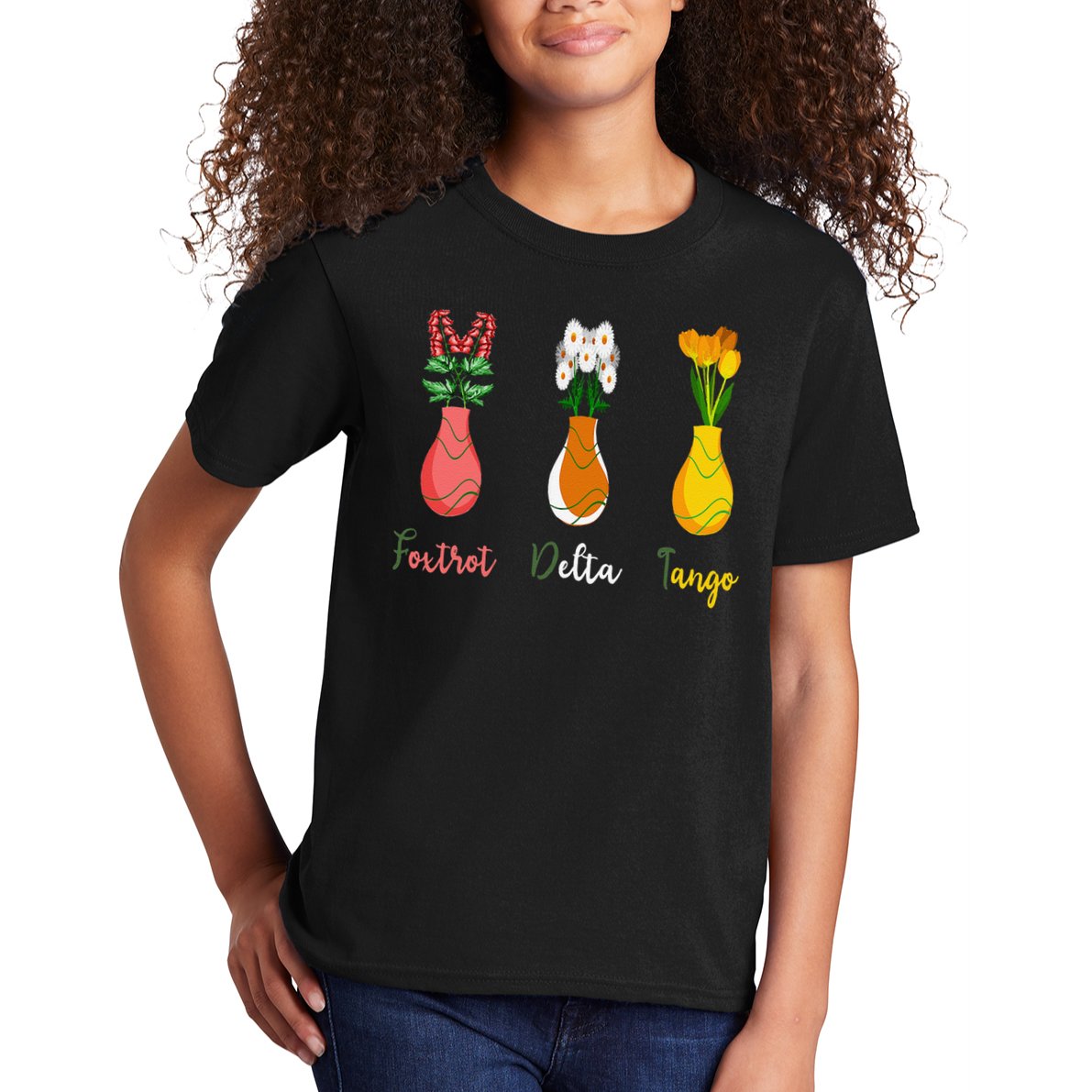 Floral Wildflowers Foxtrots Deltas Tangos Funny Florist Kids T-Shirt