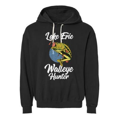 Funny Walleye Fishing Lake Erie Walleye Hunter Garment-Dyed Fleece Hoodie