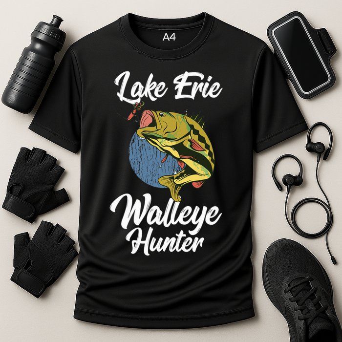Funny Walleye Fishing Lake Erie Walleye Hunter Cooling Performance Crew T-Shirt