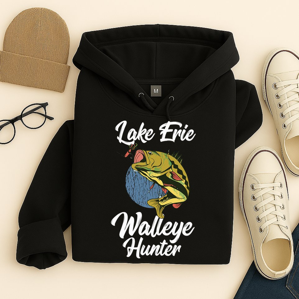 Funny Walleye Fishing Lake Erie Walleye Hunter Hoodie