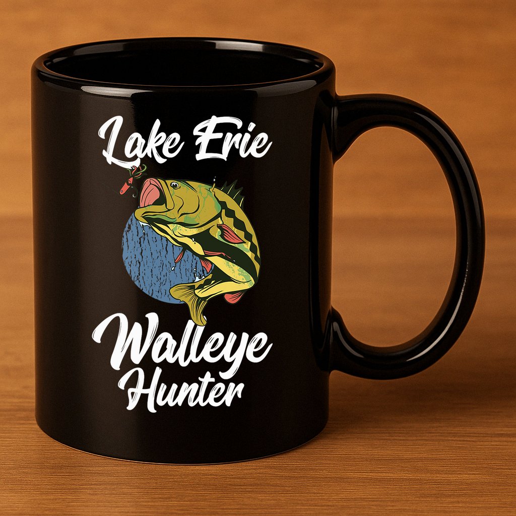 Funny Walleye Fishing Lake Erie Walleye Hunter 11oz C Handle Ceramic Mug