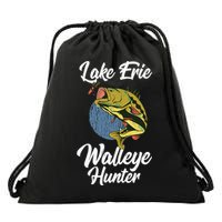 Funny Walleye Fishing Lake Erie Walleye Hunter Drawstring Bag