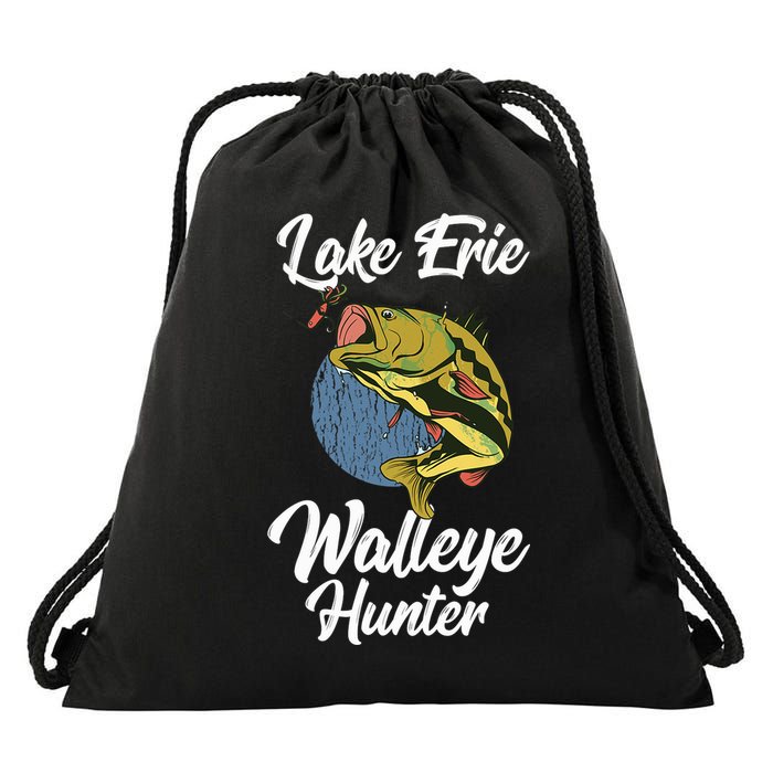 Funny Walleye Fishing Lake Erie Walleye Hunter Drawstring Bag