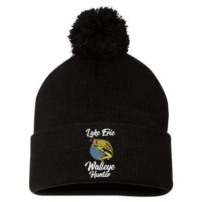 Funny Walleye Fishing Lake Erie Walleye Hunter Pom Pom 12in Knit Beanie