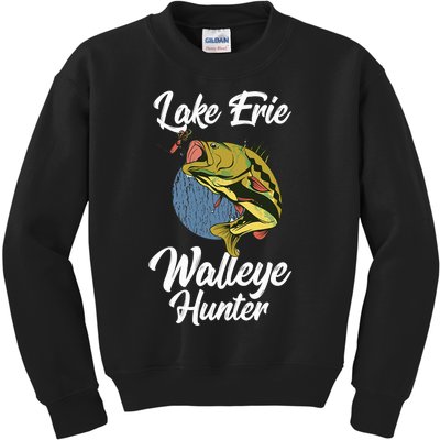 Funny Walleye Fishing Lake Erie Walleye Hunter Kids Sweatshirt